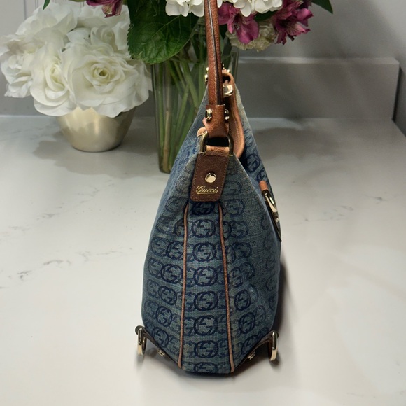 Gucci Abbey Blue and Brown Denim Shoulder Bag + Dust bag + COA - Picture 4 of 16